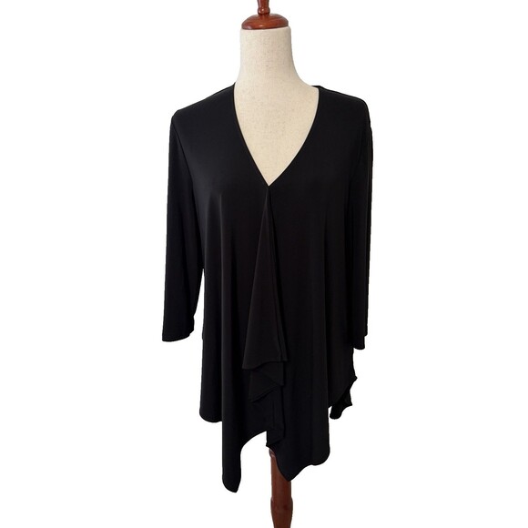 Joseph Ribkoff Tops - Joseph Ribkoff Women’s Size 14 Black Tunic Top Asymmetric 3/4 Sleeve Career